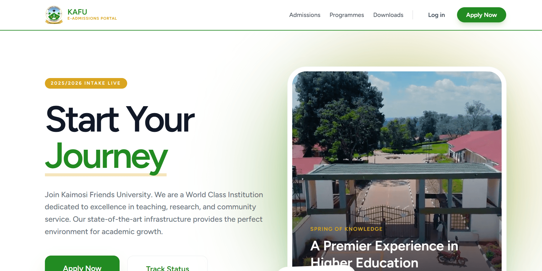 KAFU Online Admission System screenshot